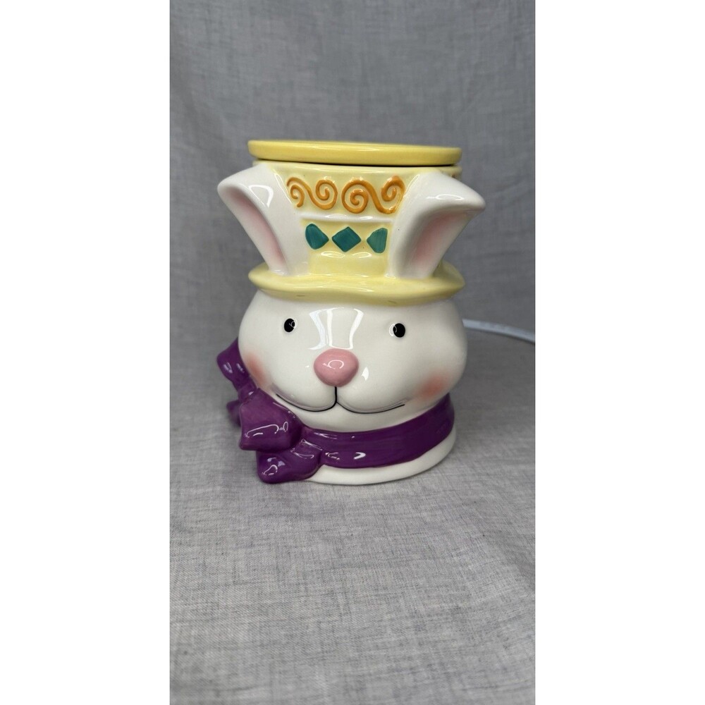 Scentsy Easter Bunny Rabbit Wax Warmer Spring Purple Bow Yellow Hat Retired.